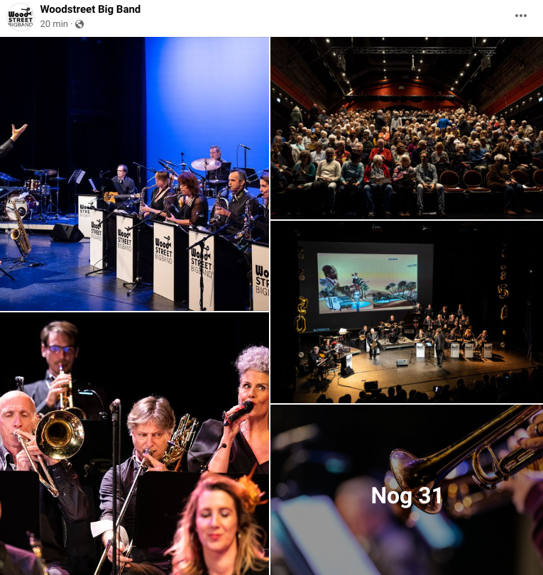 Complilatie foto's van het Jubileumconcert Woodstreet Big Band door Tessa Veldhorst - De Schaapjesfabriek.